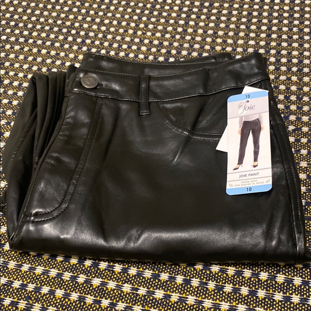 Joie Black Straight Leg Pants Sleek Finish